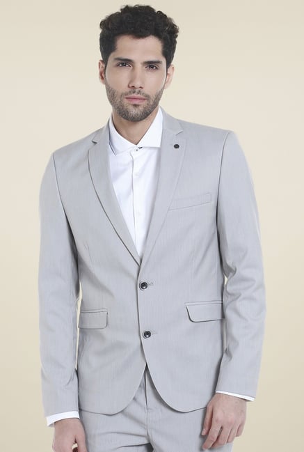 Buy Jack Jones Light Grey Full Sleeves Blazer for Men Online
