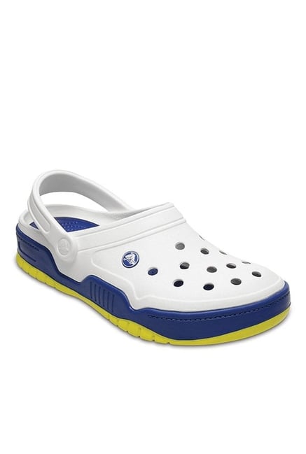 crocs white blue jean