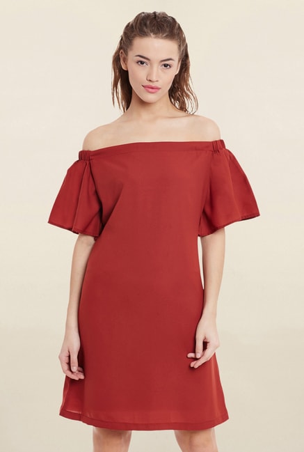 Miss Chase Brick Red Loose Fit Dress Price in India