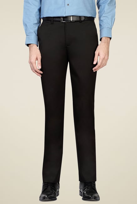 Peter England Black Slim Fit Trousers-picture-37