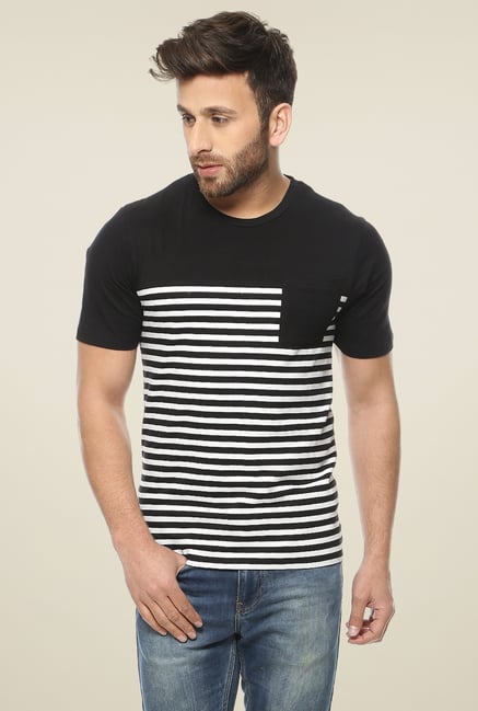 Buy Gritstones Black White Striped T Shirt For Men Online Tata