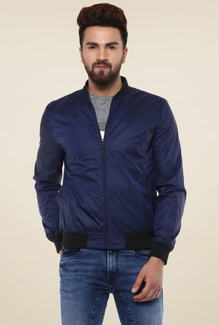Mufti Royal Blue Full Sleeves Slim Fit Bomber Jacket