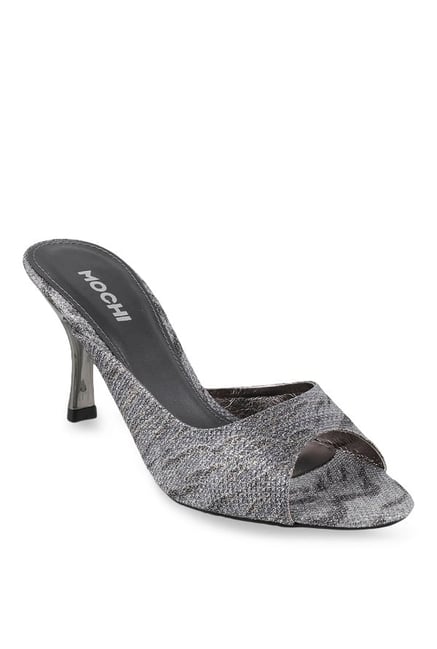 Buy Mochi Grey Stiletto Heeled Sandals for Women at Best Price