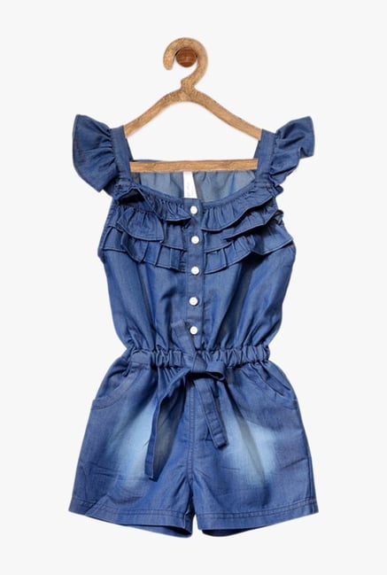 StyleStone Kids Blue Solid Playsuit