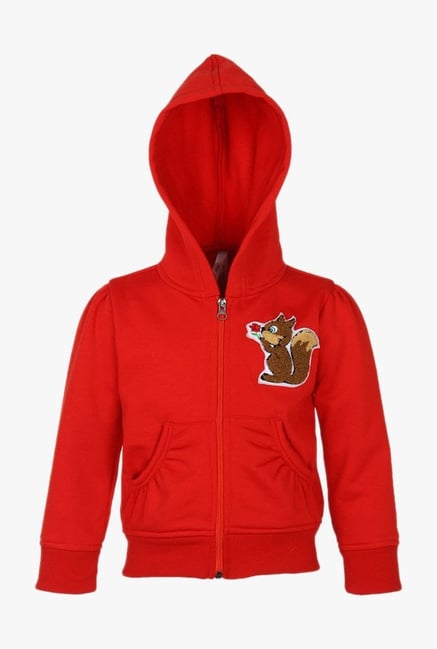 StyleStone Kids Red Squirrel Embroidered Hood Jacket