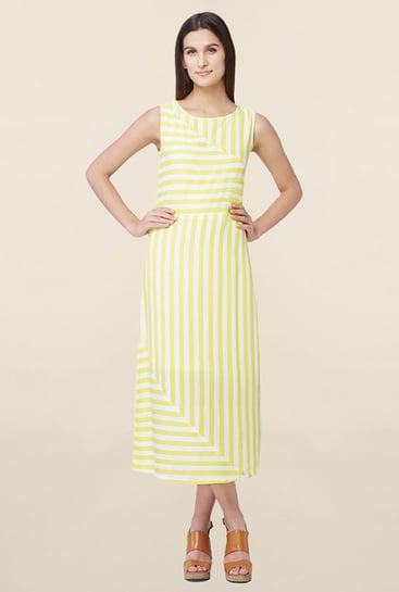White and yellow striped dress Clearance