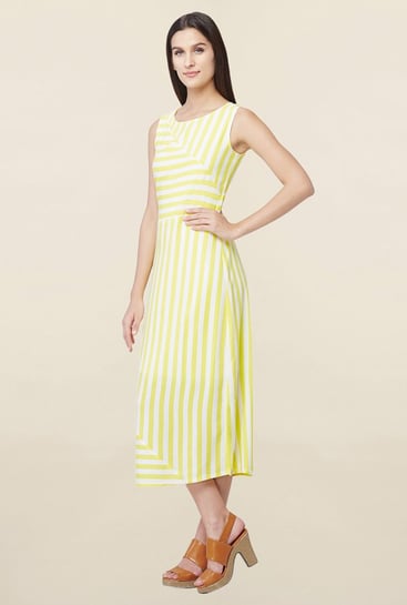 yellow and white striped sundress
