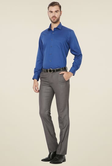 Buy Van Heusen Royal Blue Custom Fit Shirt for Men Online @ Tata CLiQ