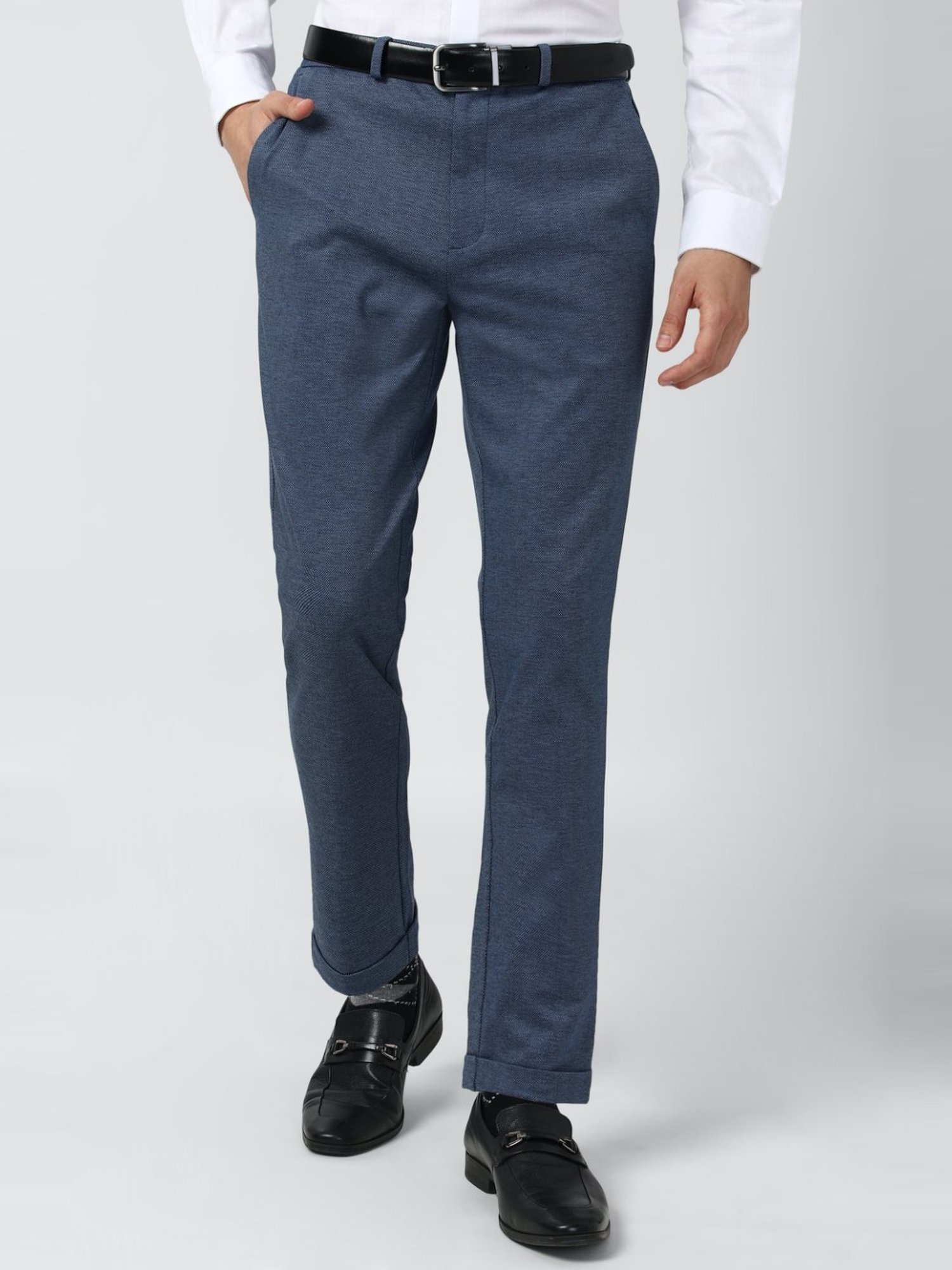 Buy Men Blue Solid Carrot Fit Casual Trousers Online  777070  Peter  England