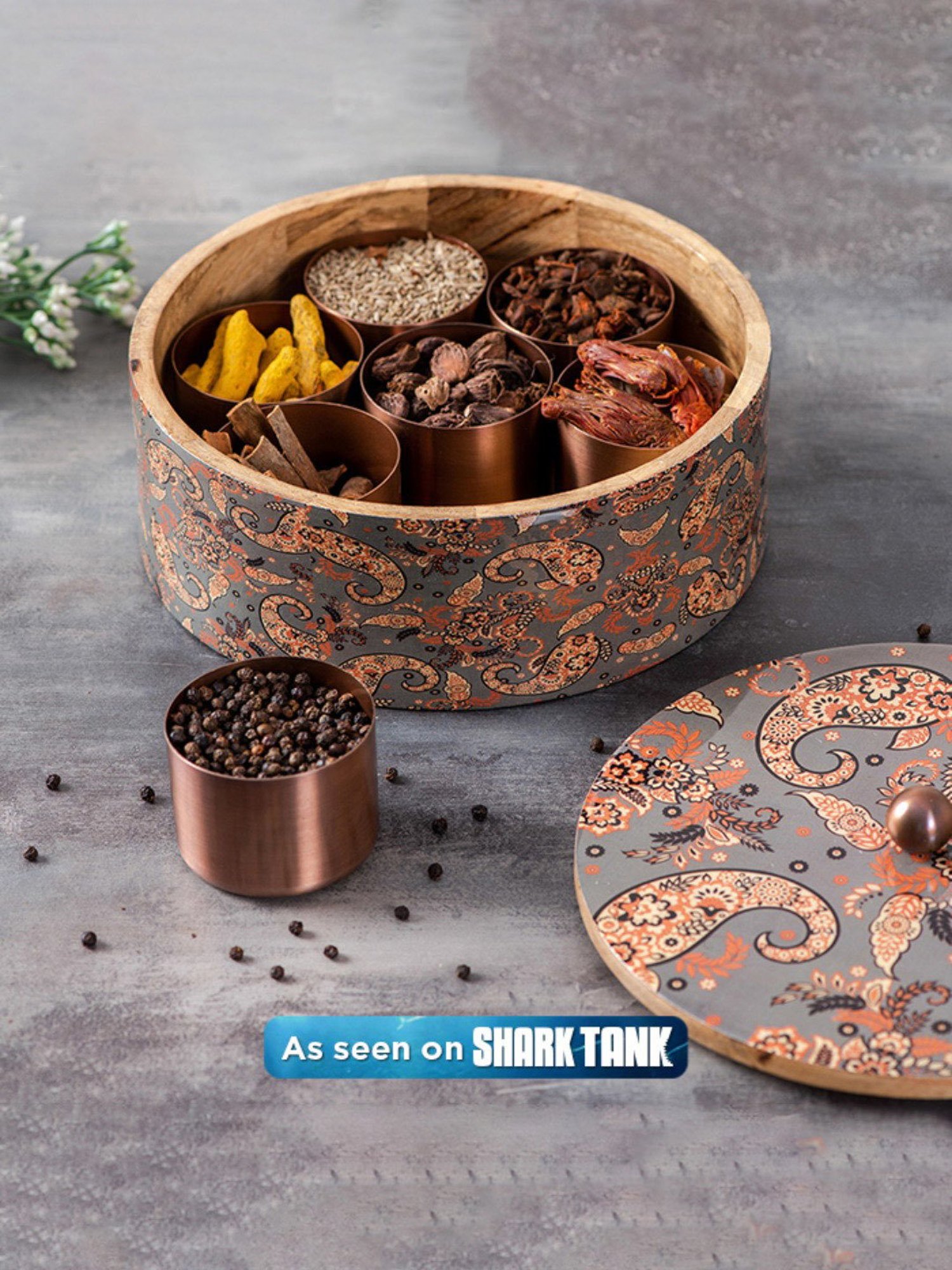 Buy Nestroots Grey masala box containers for kitchen storage spice