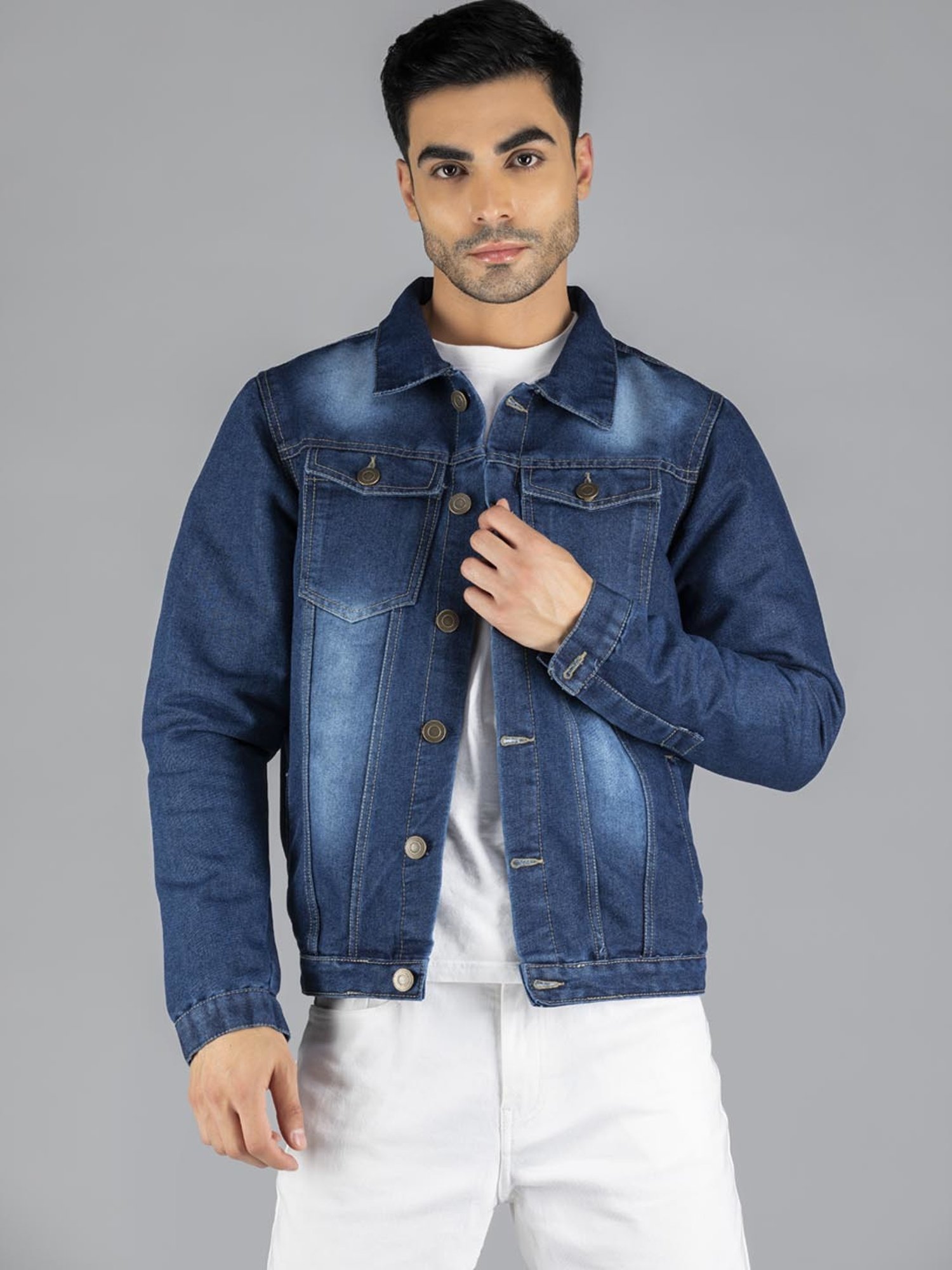 Louis Philippe Jeans Navy Cotton Slim Fit Denim Jacket