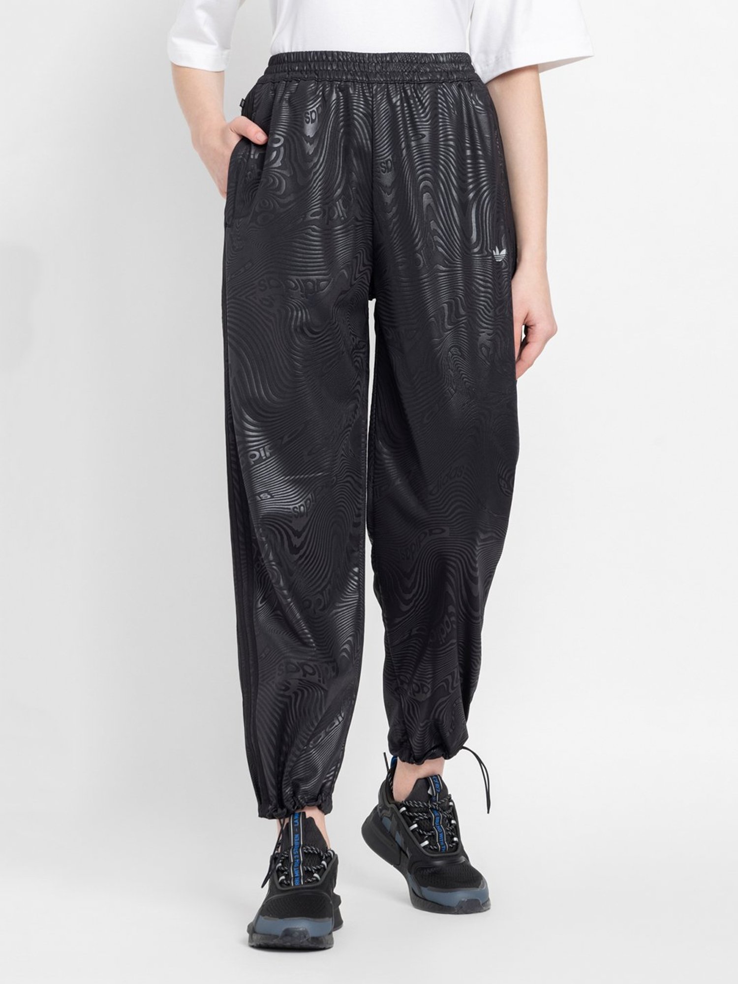 Buy Adidas Originals Black Relaxed Fit High Rise Track Pants for
