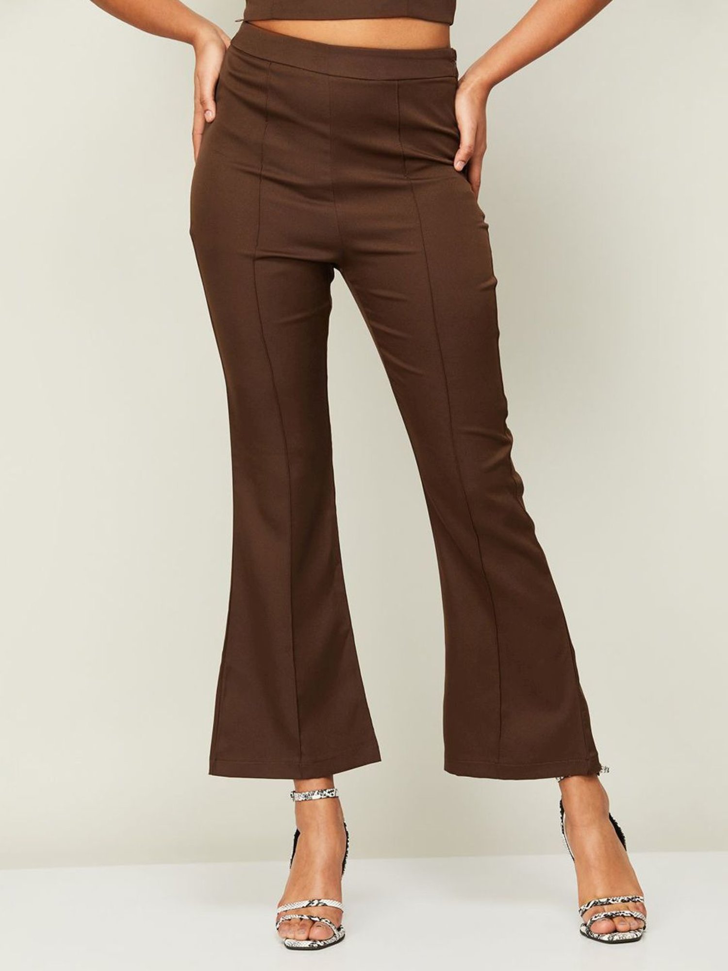 Bershka wrap around flare trouser in chocolate  ShopStyle WideLeg Pants