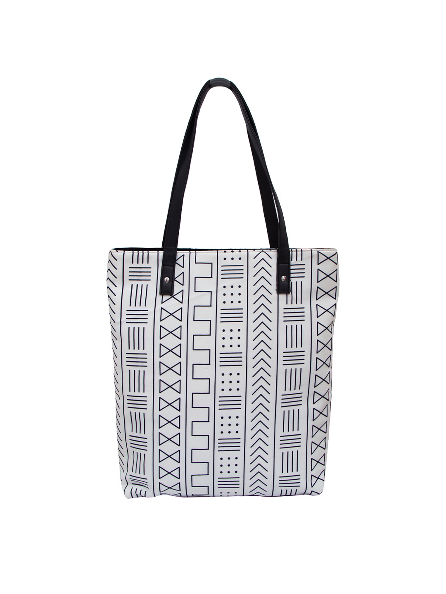 Pipa Bella White Geometric Medium Tote Bag