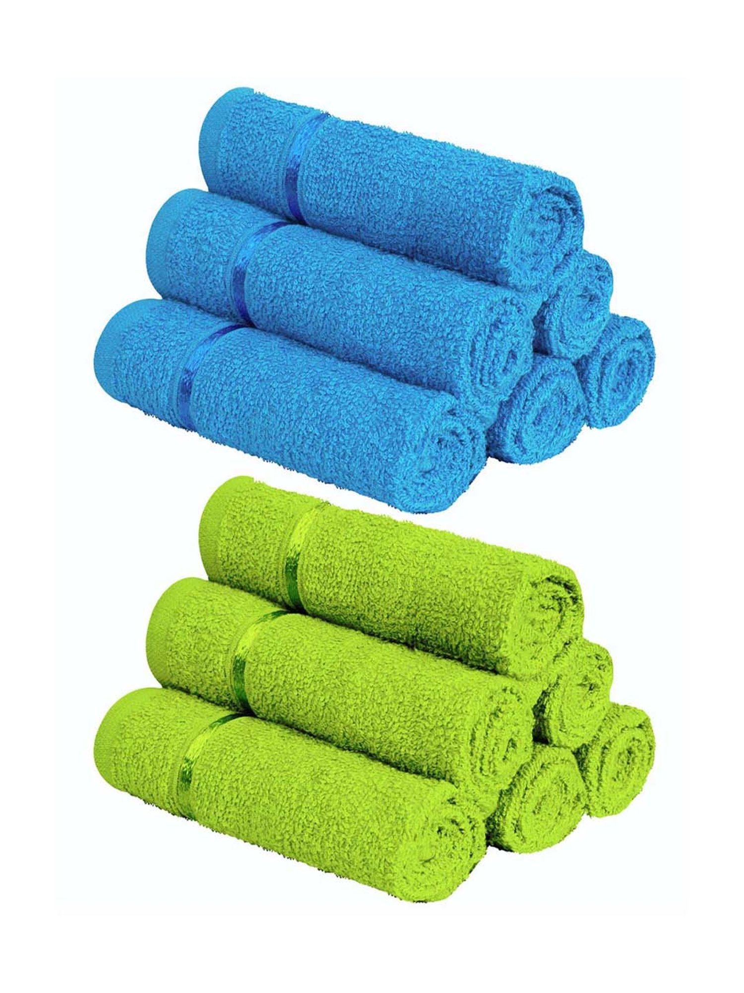 Story@Home Blue Cotton 450 GSM Small Bath Towel - Set of 4