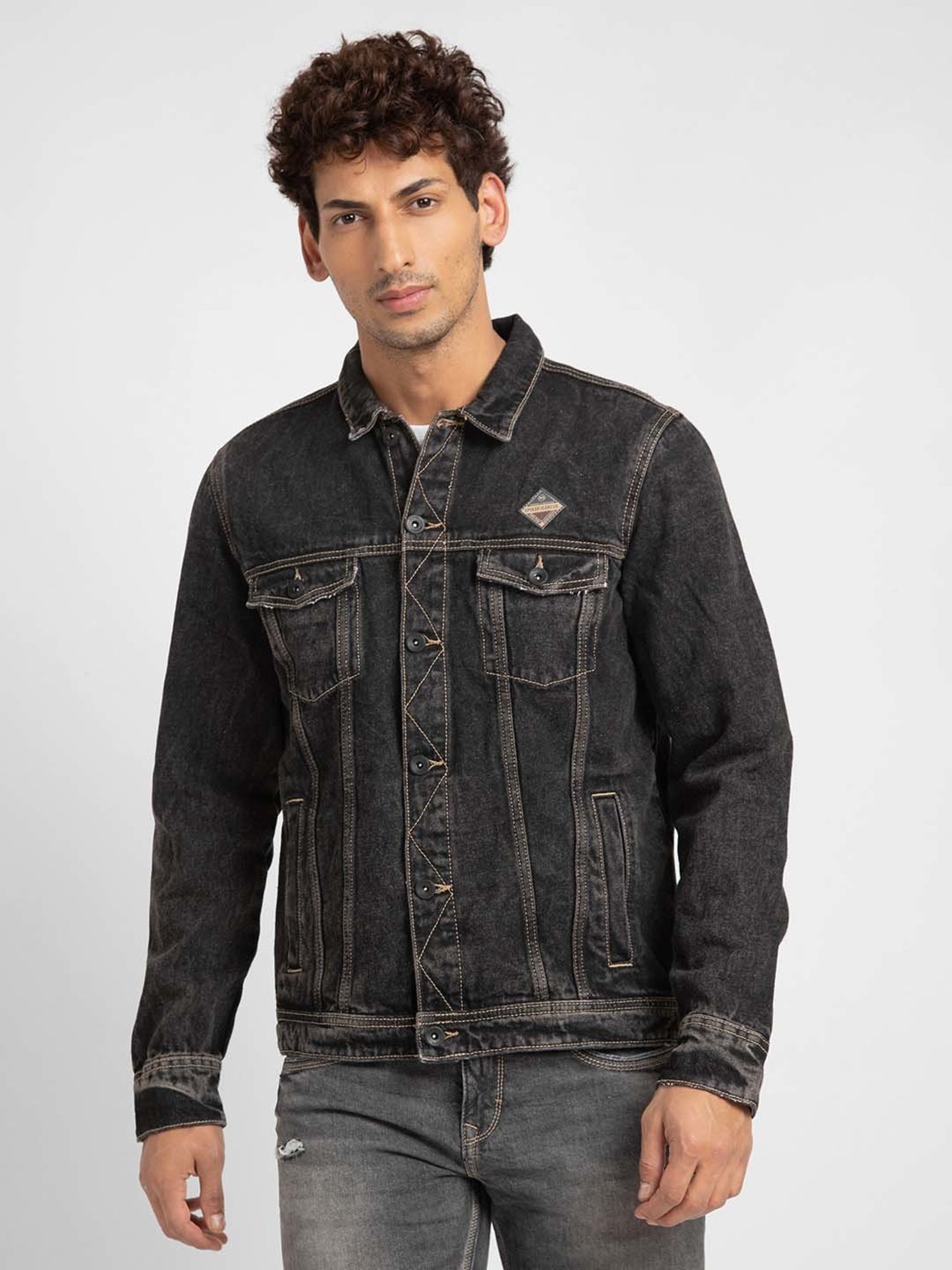 Buy SPYKAR White Mens Zip Through Neck Colour Block Quilted Jacket |  Shoppers Stop