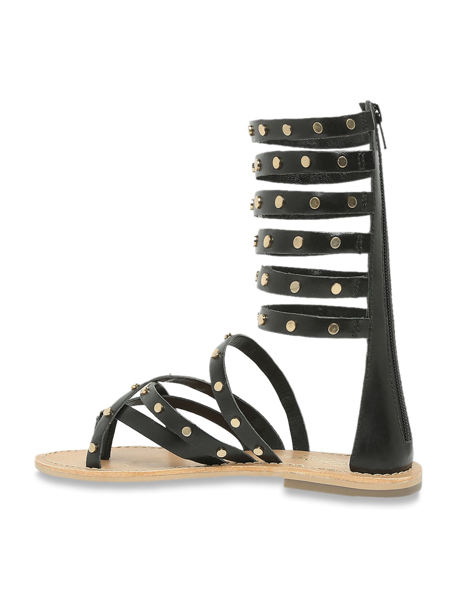 Jessica Simpson Larsenn Black Leather Gold Studs Gladiator Heels Sandals Sz  6.5M | eBay