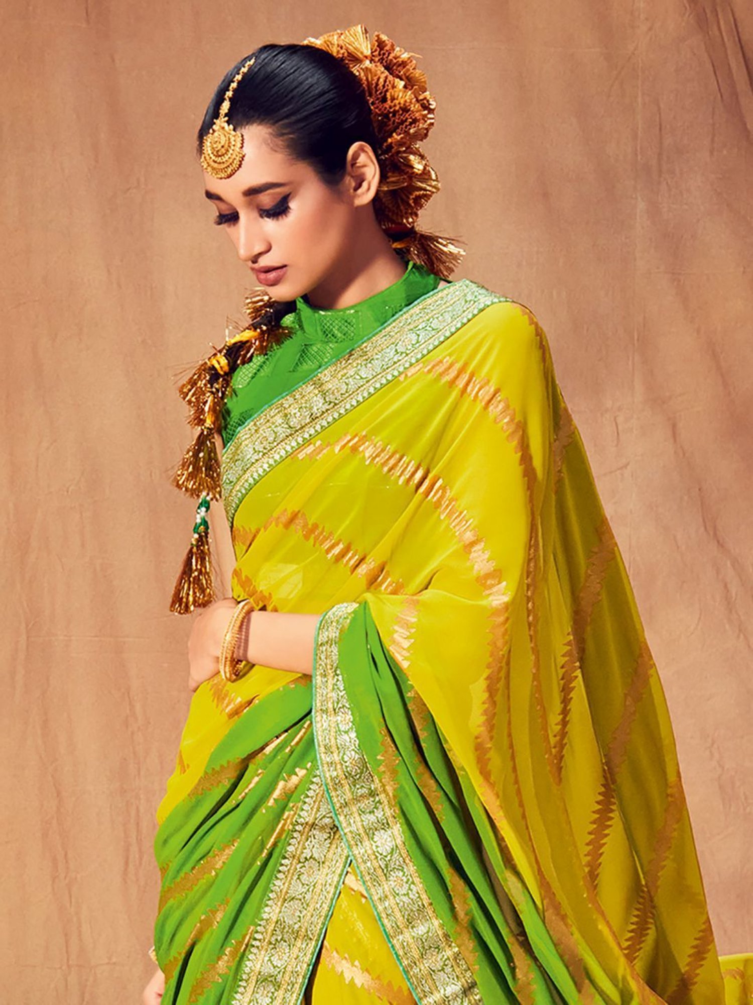 ZARI WORK Yellow Pure Soft Silk Saree With Twirling Blouse Piece at Rs  549/piece in Surat