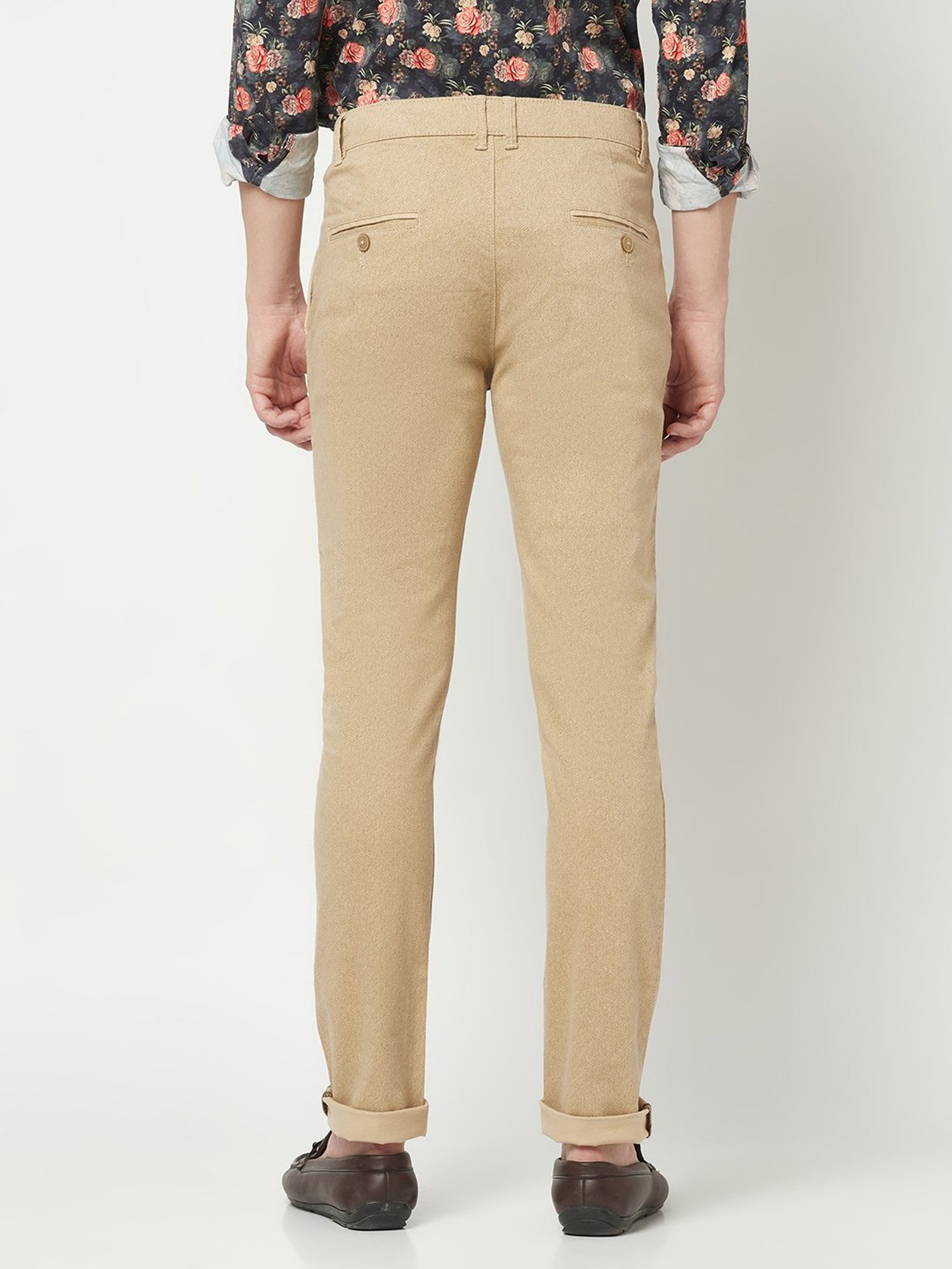 Crimsoune Club Brown Slim Fit Flat Front Trousers