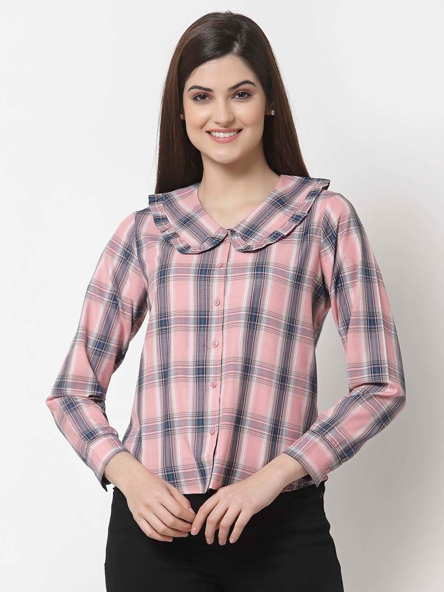 checkered pink shirt