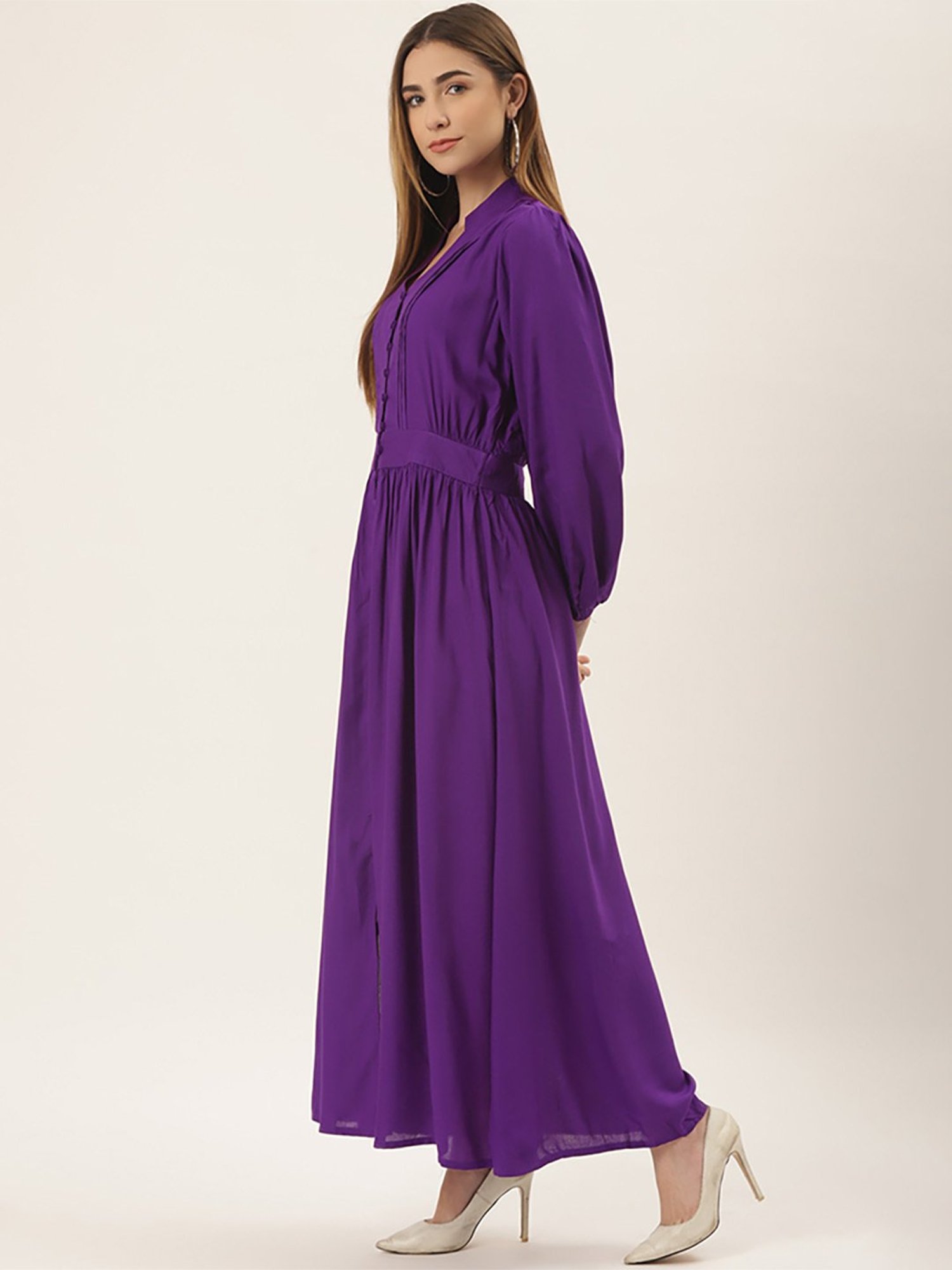 Buy Purple Lash Long Dress Online dupatta | Bullion Knot