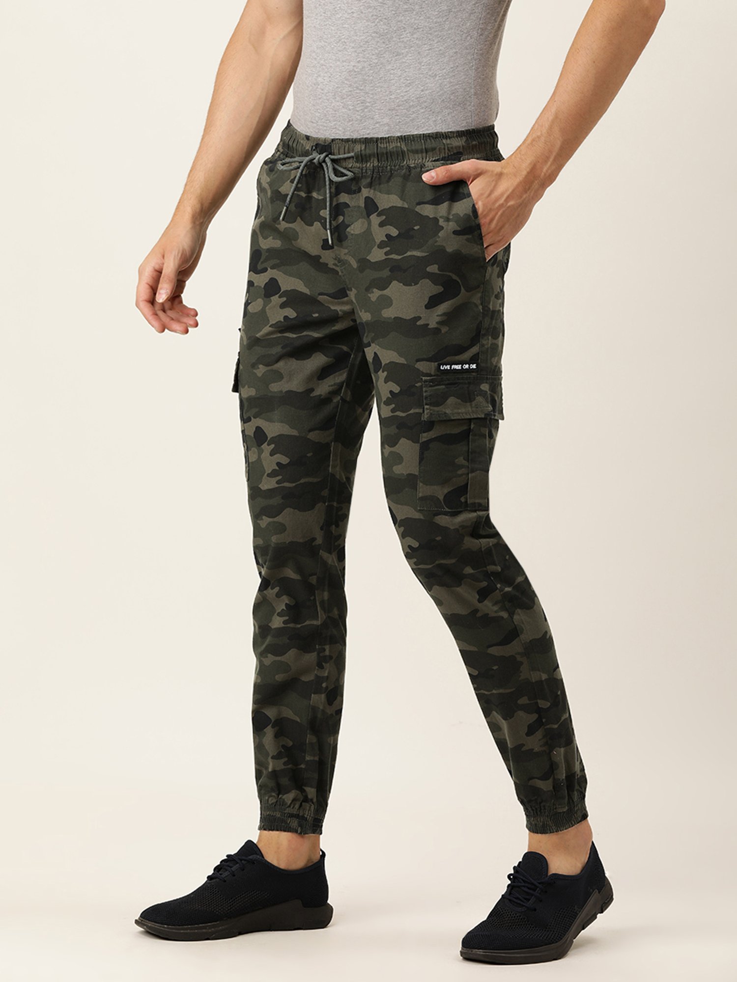 Buy IVOC Multicolor Regular Fit Camo Print Cotton Jogger Pants for