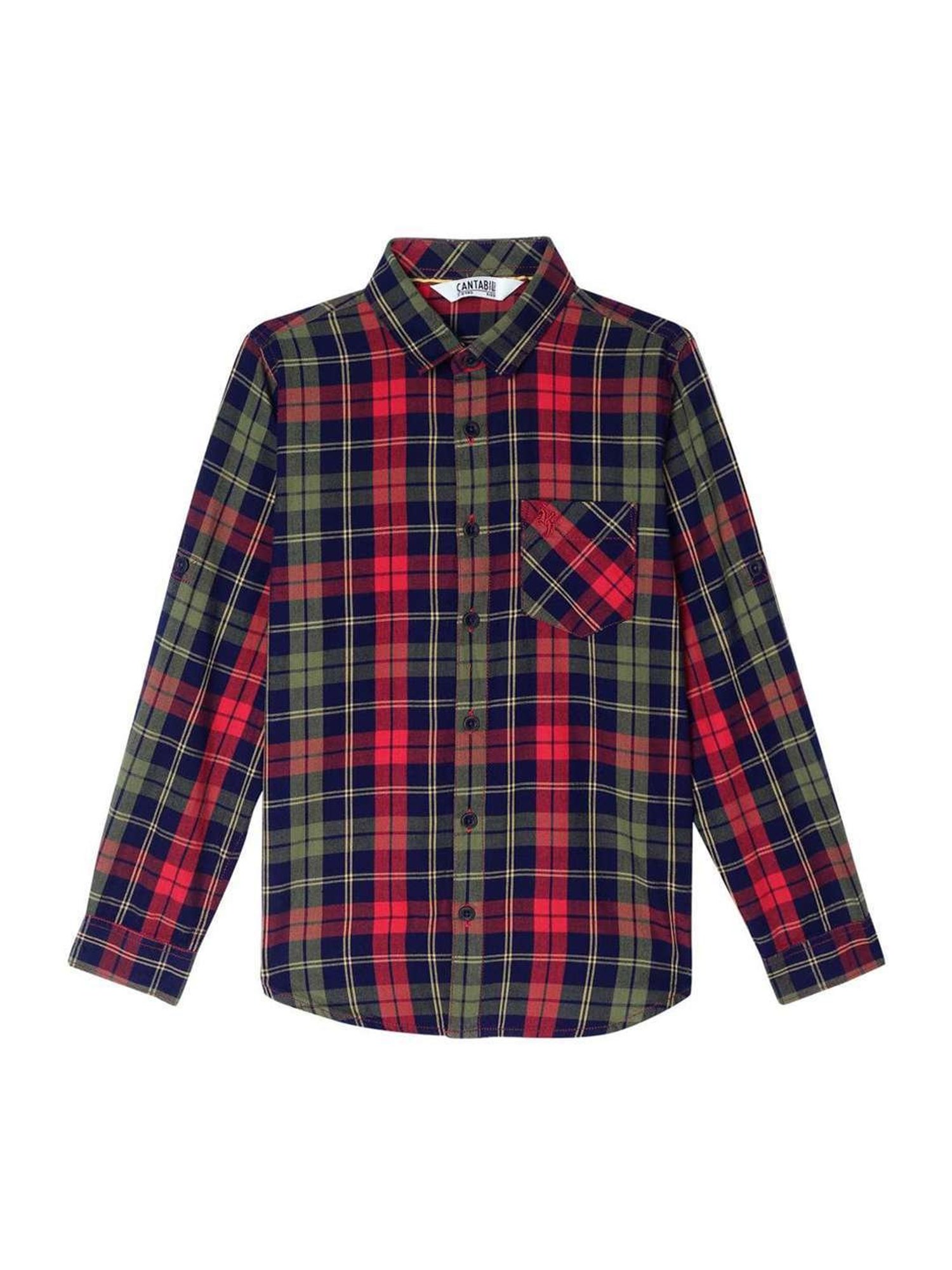 Buy Cantabil Kids Red Cotton Chequered Shirt for Boys Clothing