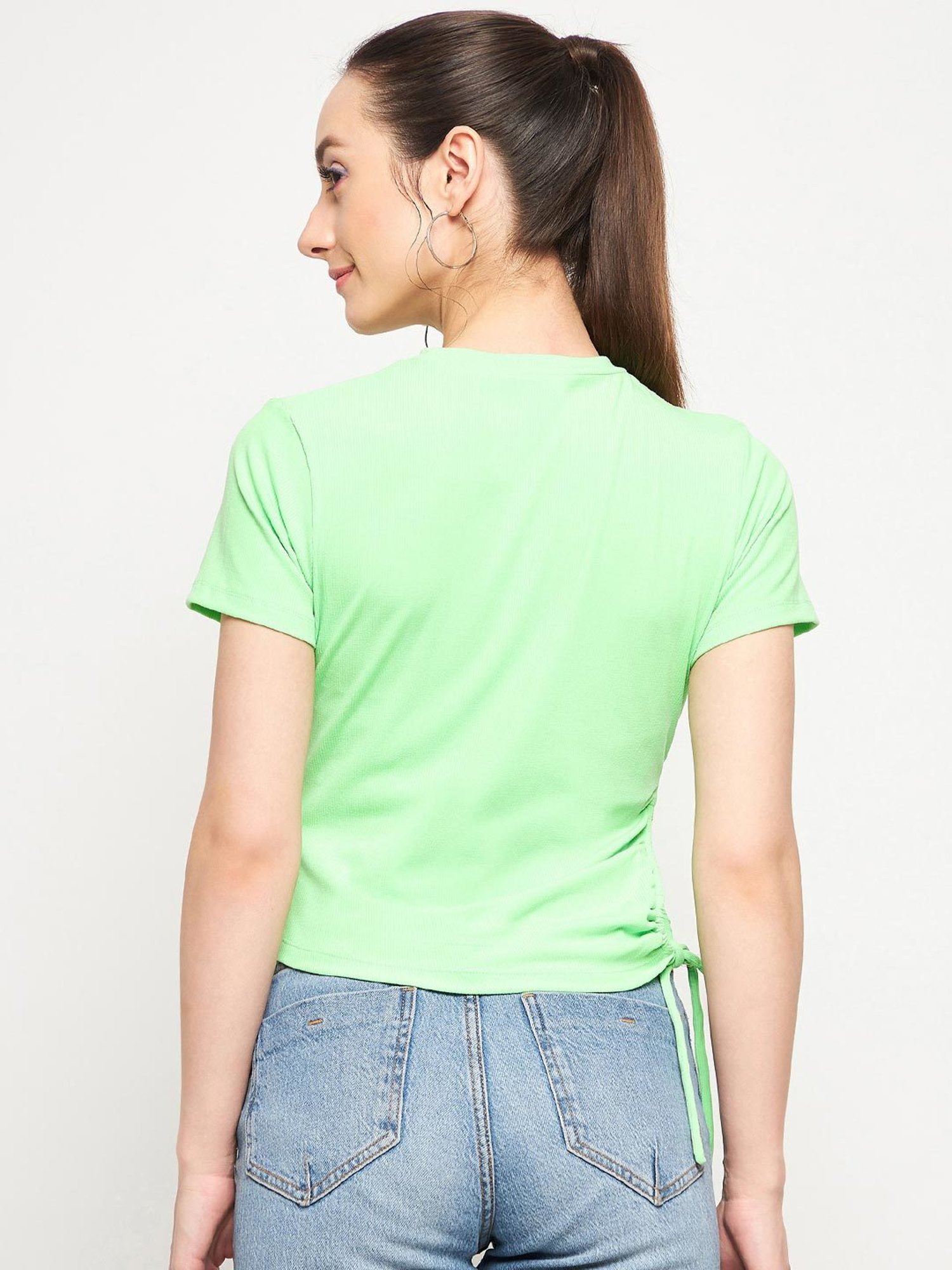 neon green graphic tees womens