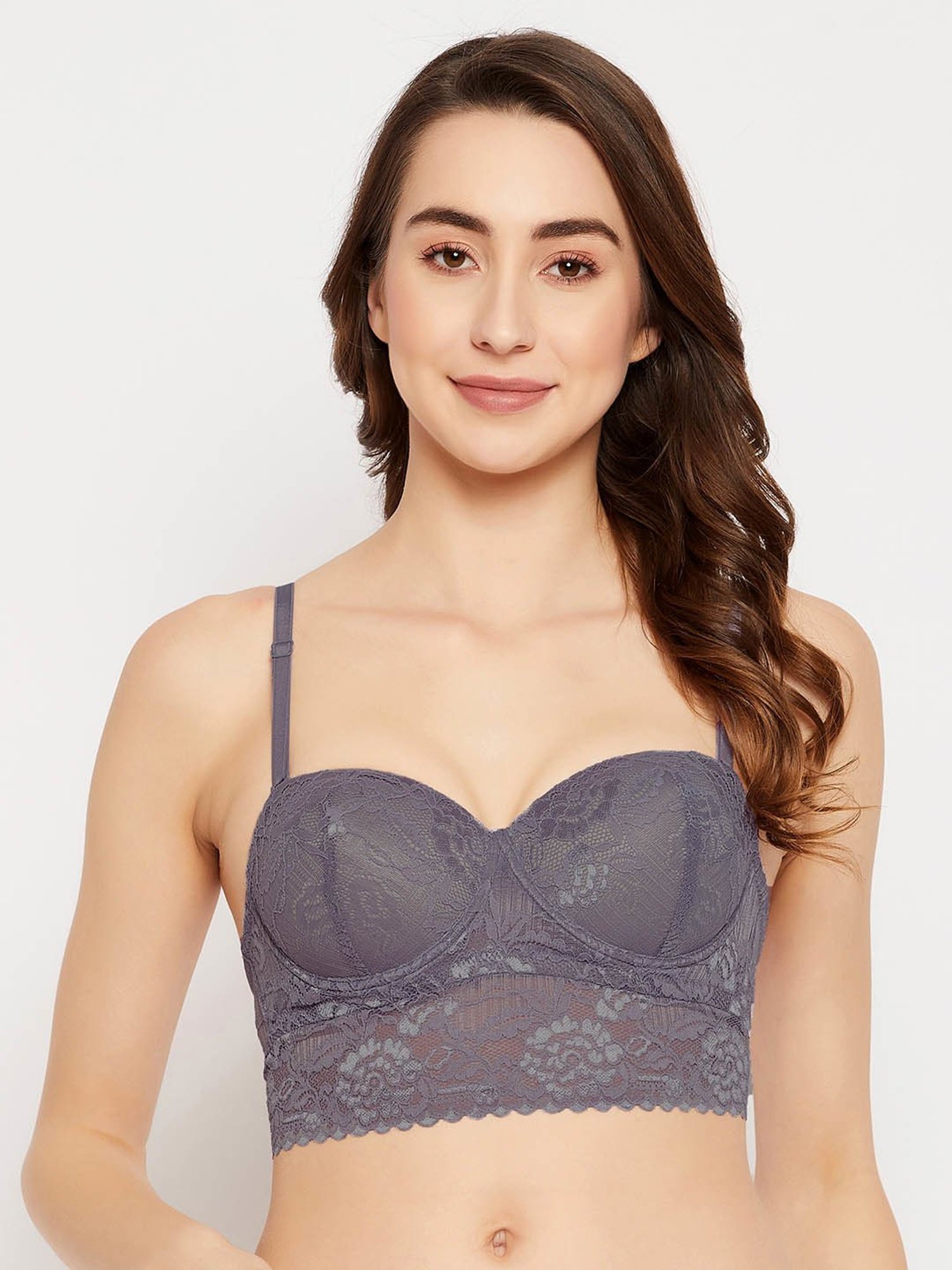 Buy online Grey Net Bralette Bra from lingerie for Women by Clovia for ₹699  at 30% off