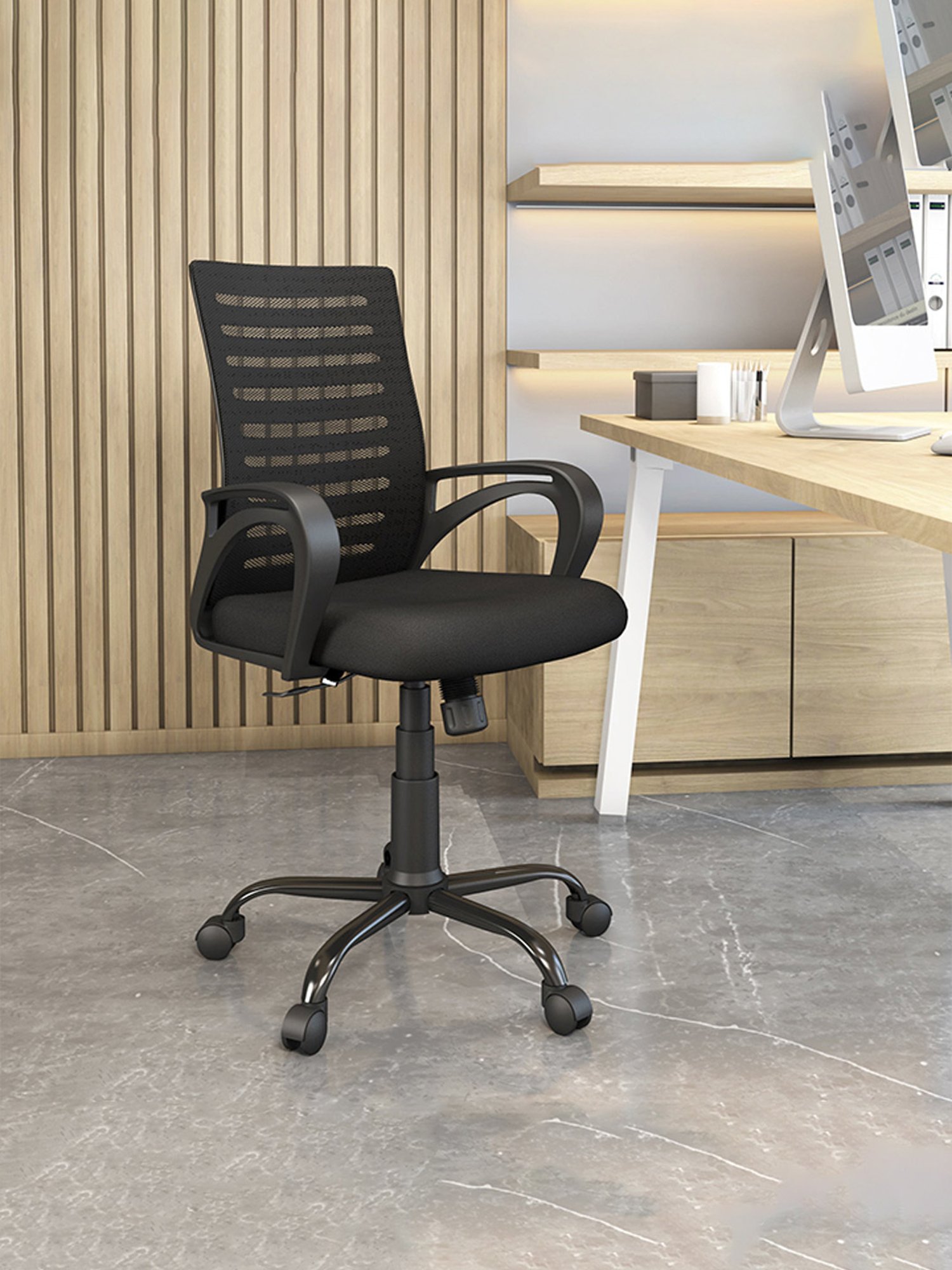 Buy Nilkamal Giza Black Fabric Ergonomic Mid Back Office Chair at
