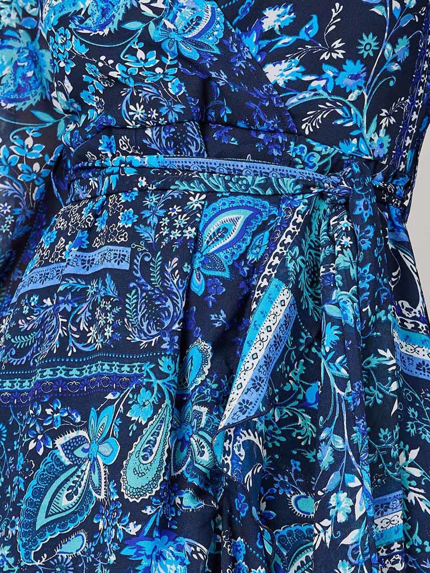 Styli Blue Floral Print Wrap Dress