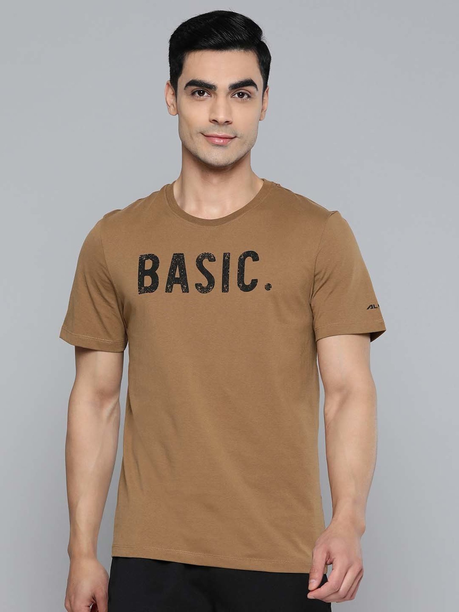 ALCIS Brown Slim Fit Sports T-Shirt