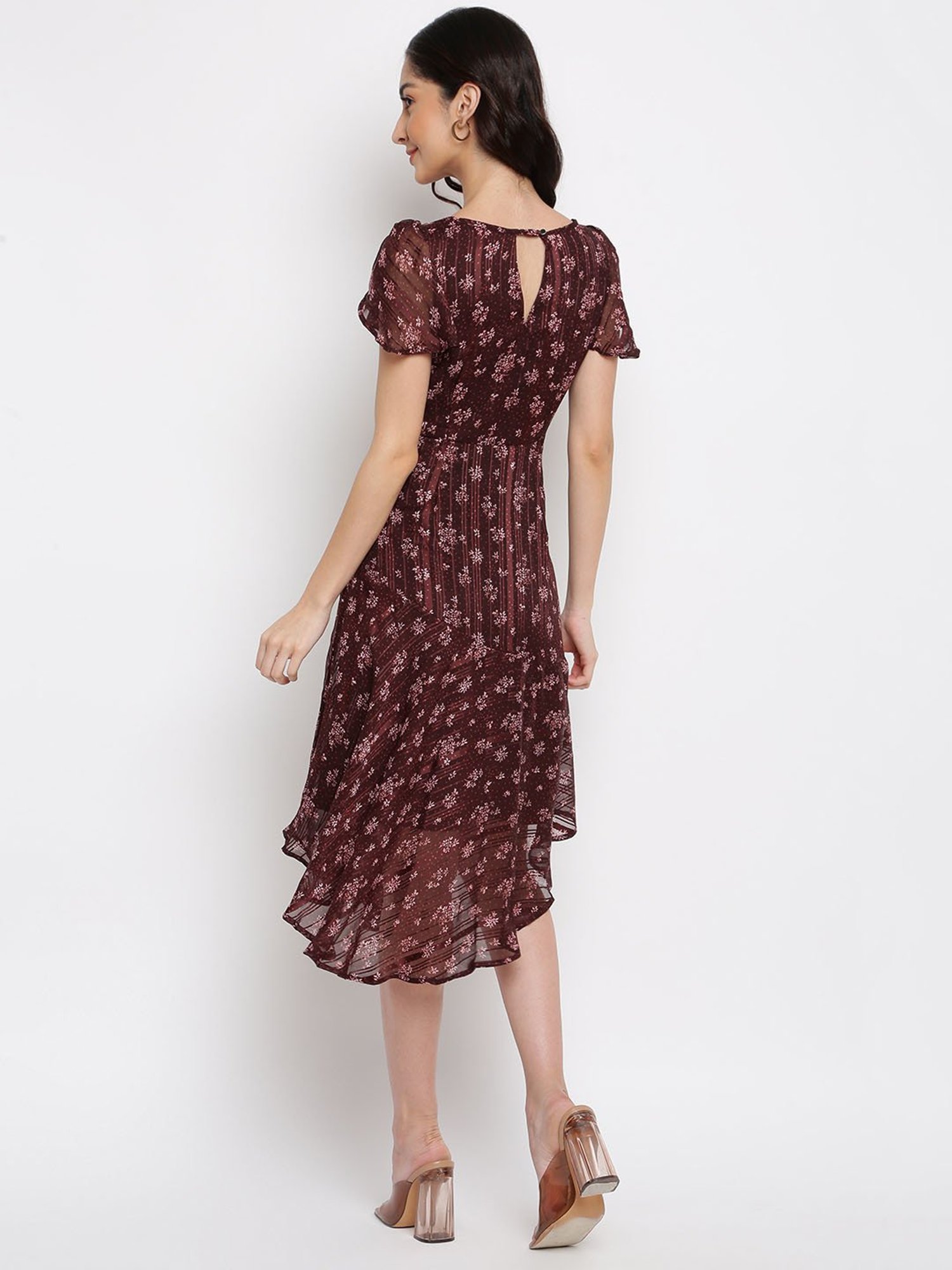 Maroon floral outlet dress