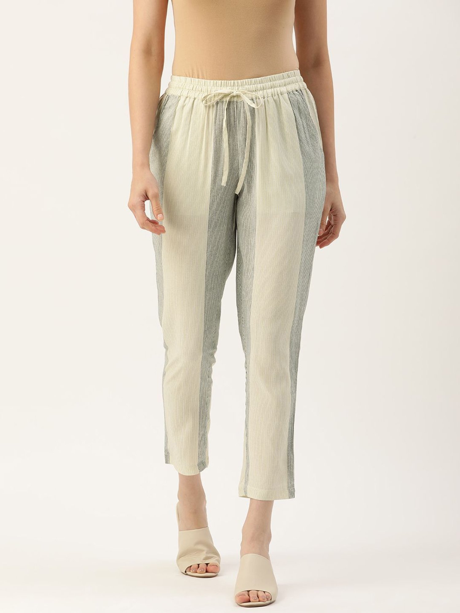 Sera Bottoms Pants and Trousers  Buy Sera Off White Stripes Trouser Online   Nykaa Fashion