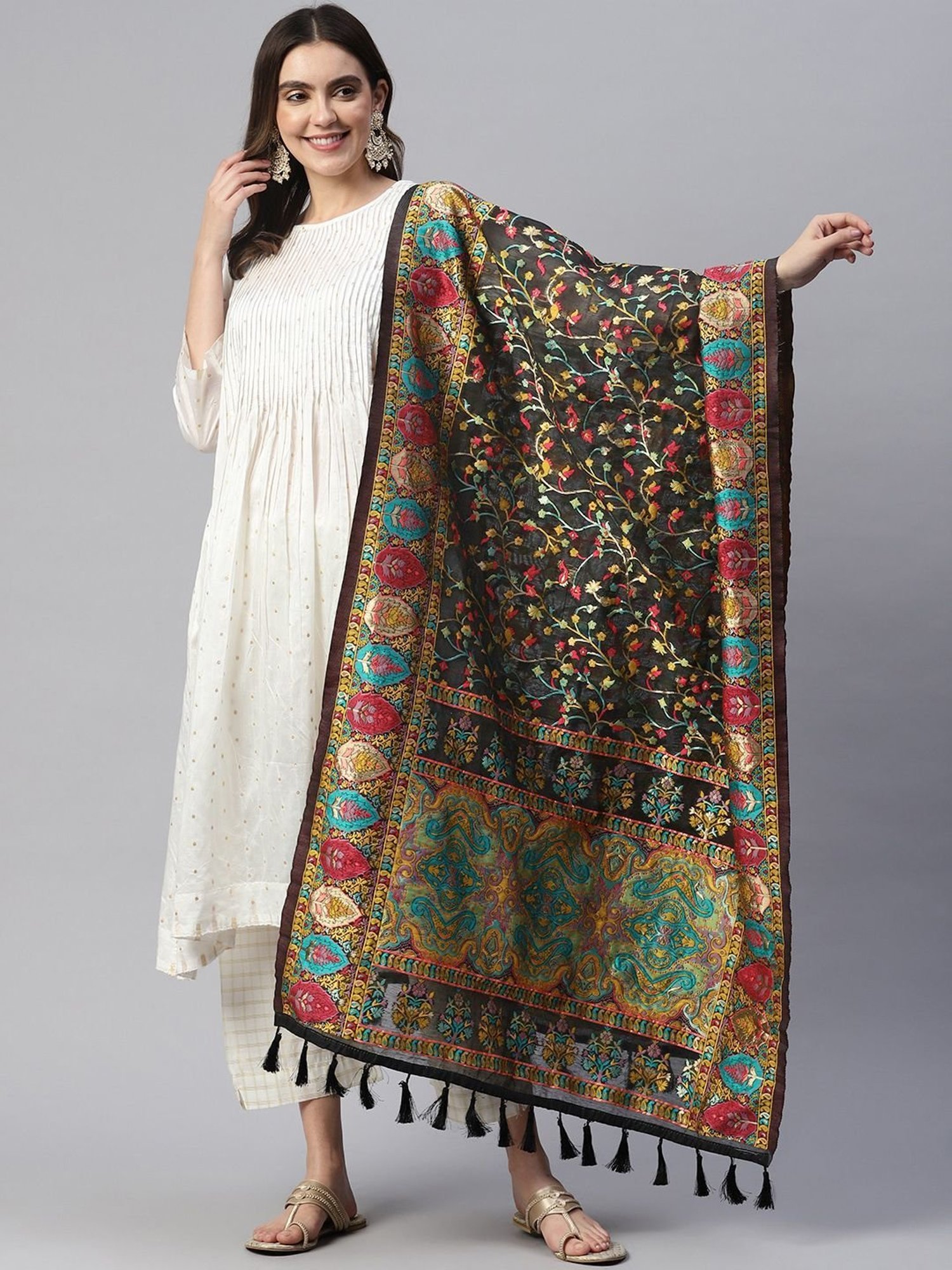 Buy Silk Land Green Woven Pattern Dupatta for Women Online @ Tata CLiQ