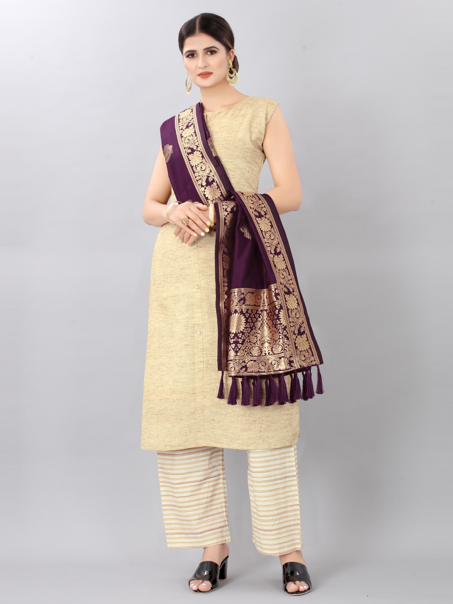 Buy Silk Land Purple Woven Pattern Dupatta for Women Online @ Tata