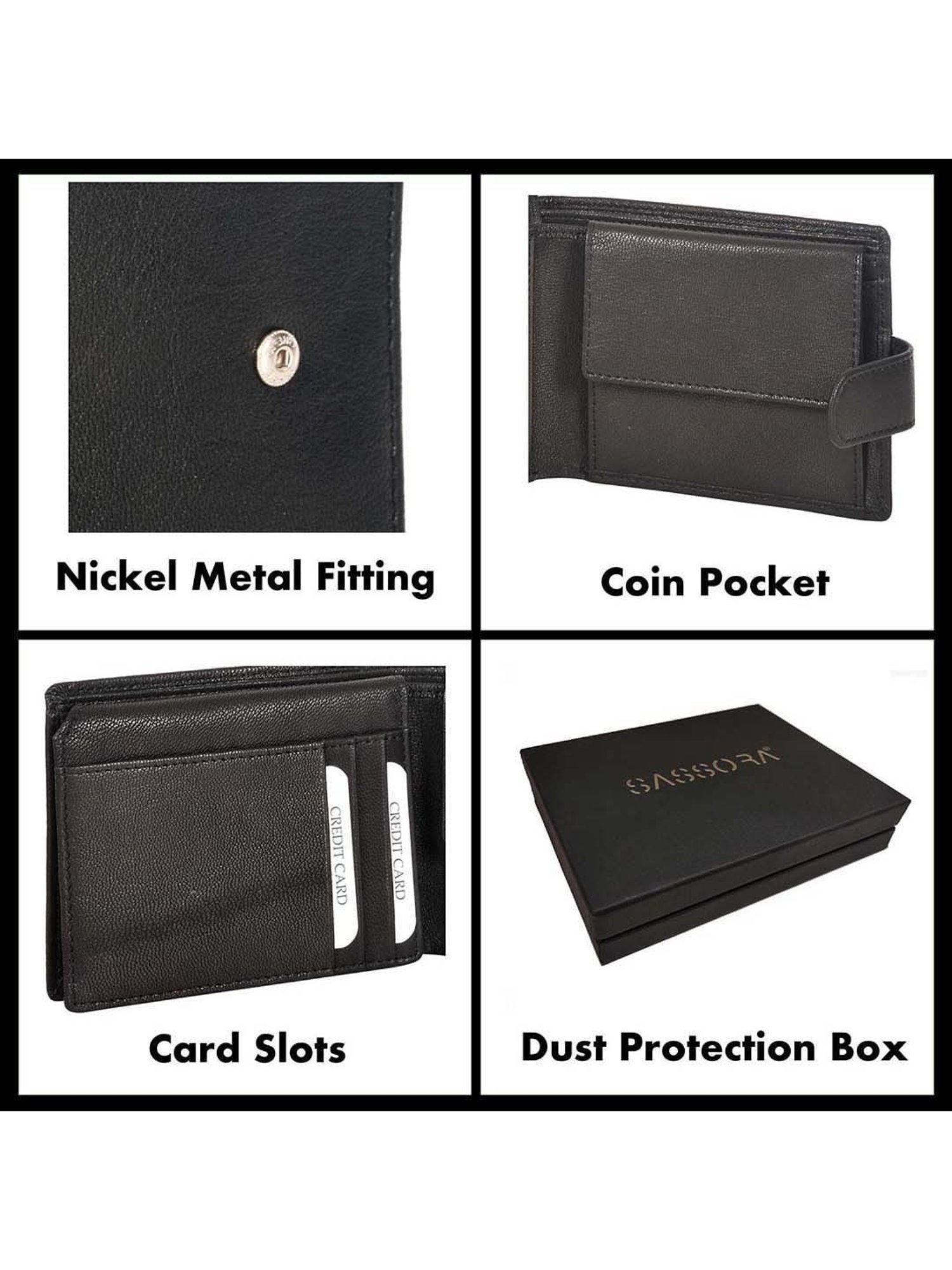 Buy SASSORA Jade Black Leather Small Bi-Fold Wallet for Men at Best Price @  Tata CLiQ