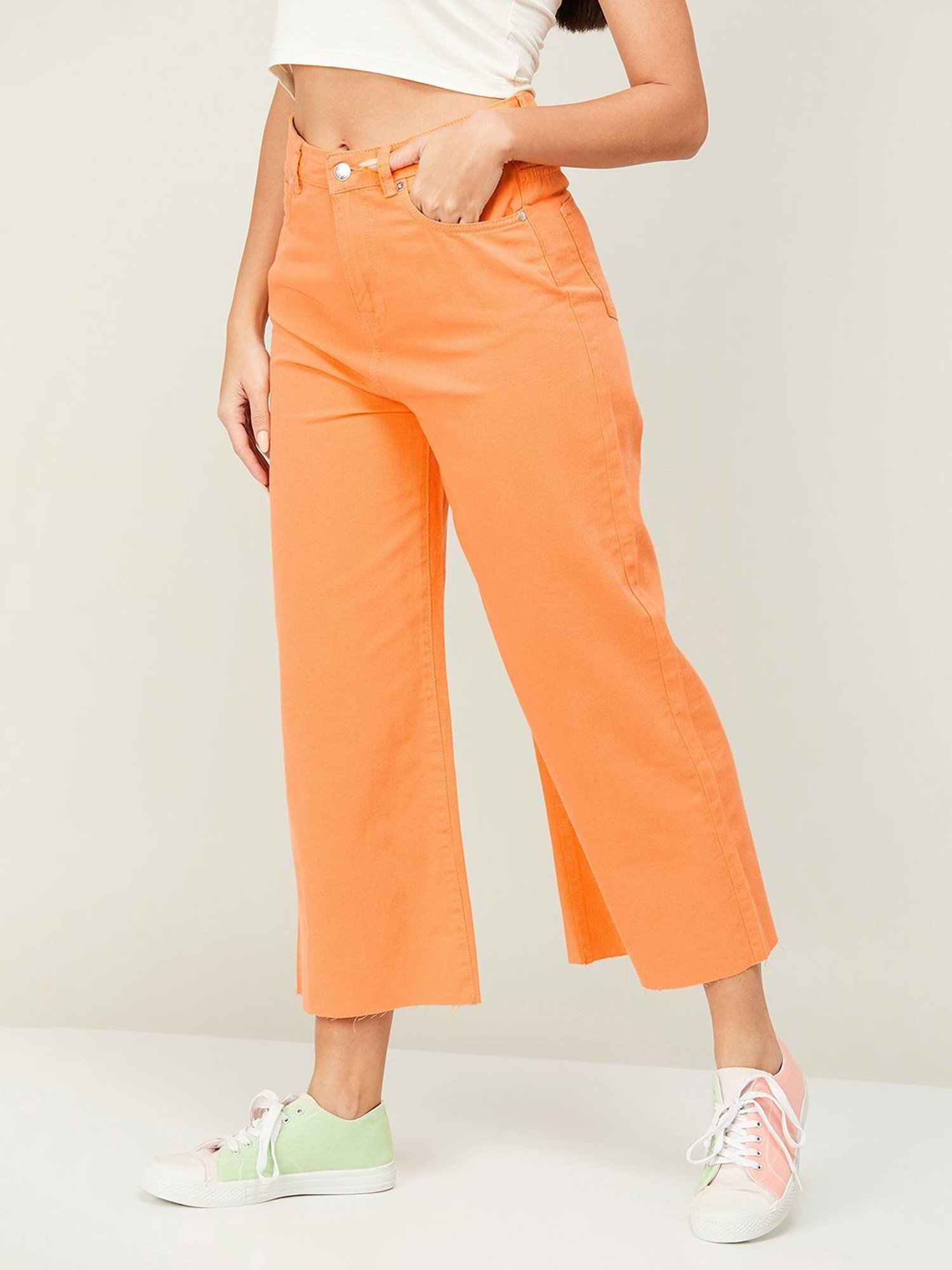 Ginger by Lifestyle Orange Cotton Mid Rise Jeans