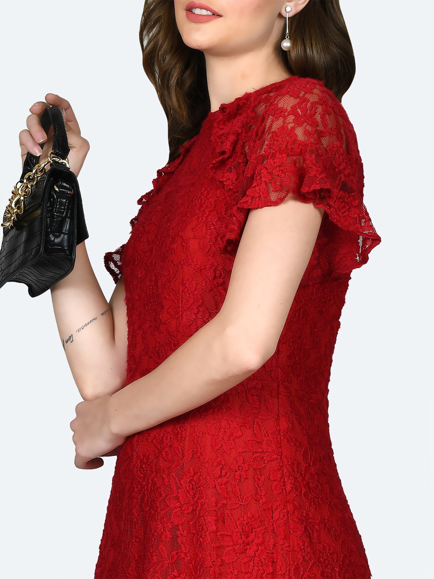 Molly 3/4 Sleeve Lace Swing Dress, Red – Jolie Moi Retail