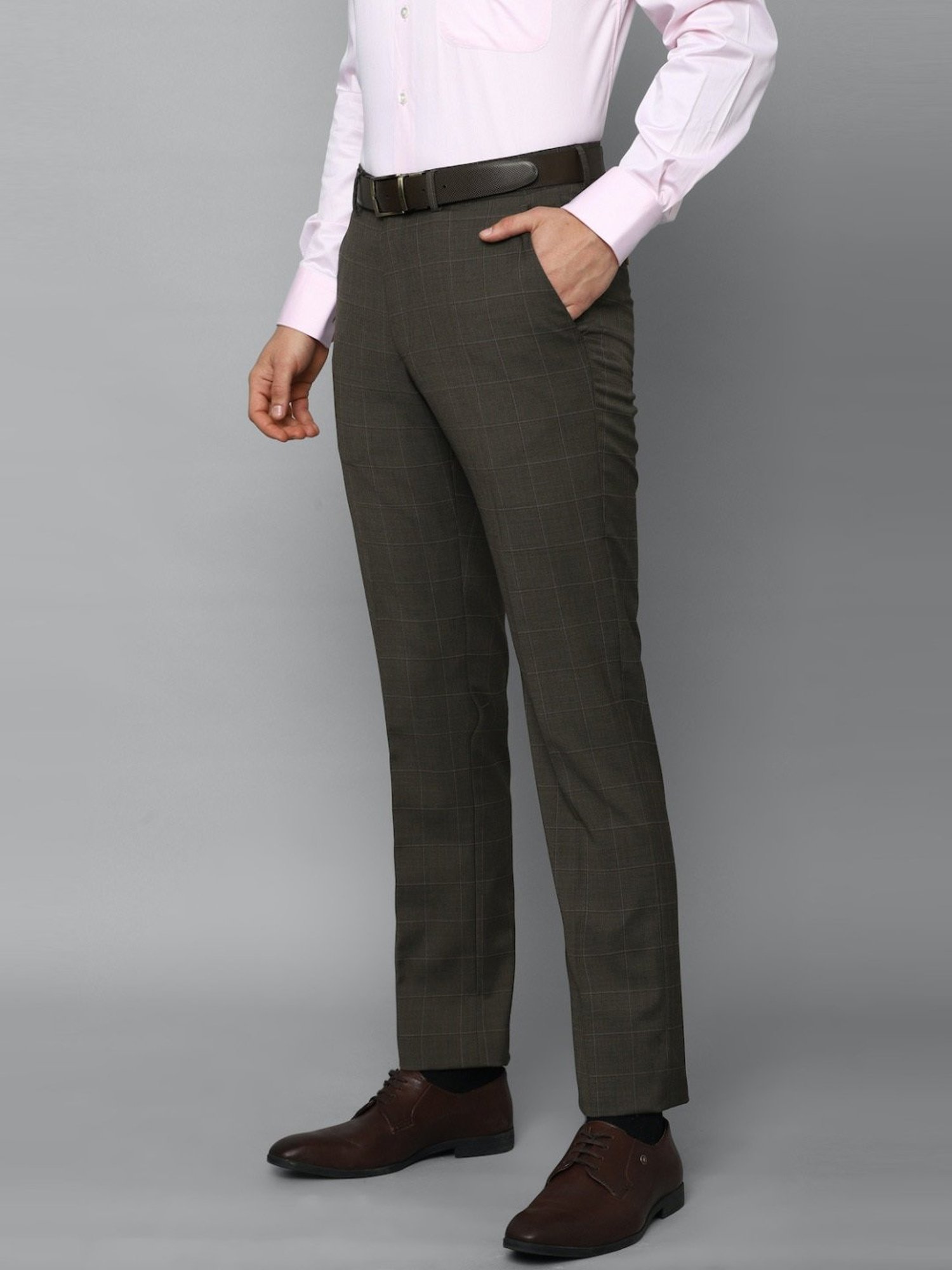 Buy Louis Philippe Men Grey Checked Trousers - Trousers for Men 18335050 |  Myntra