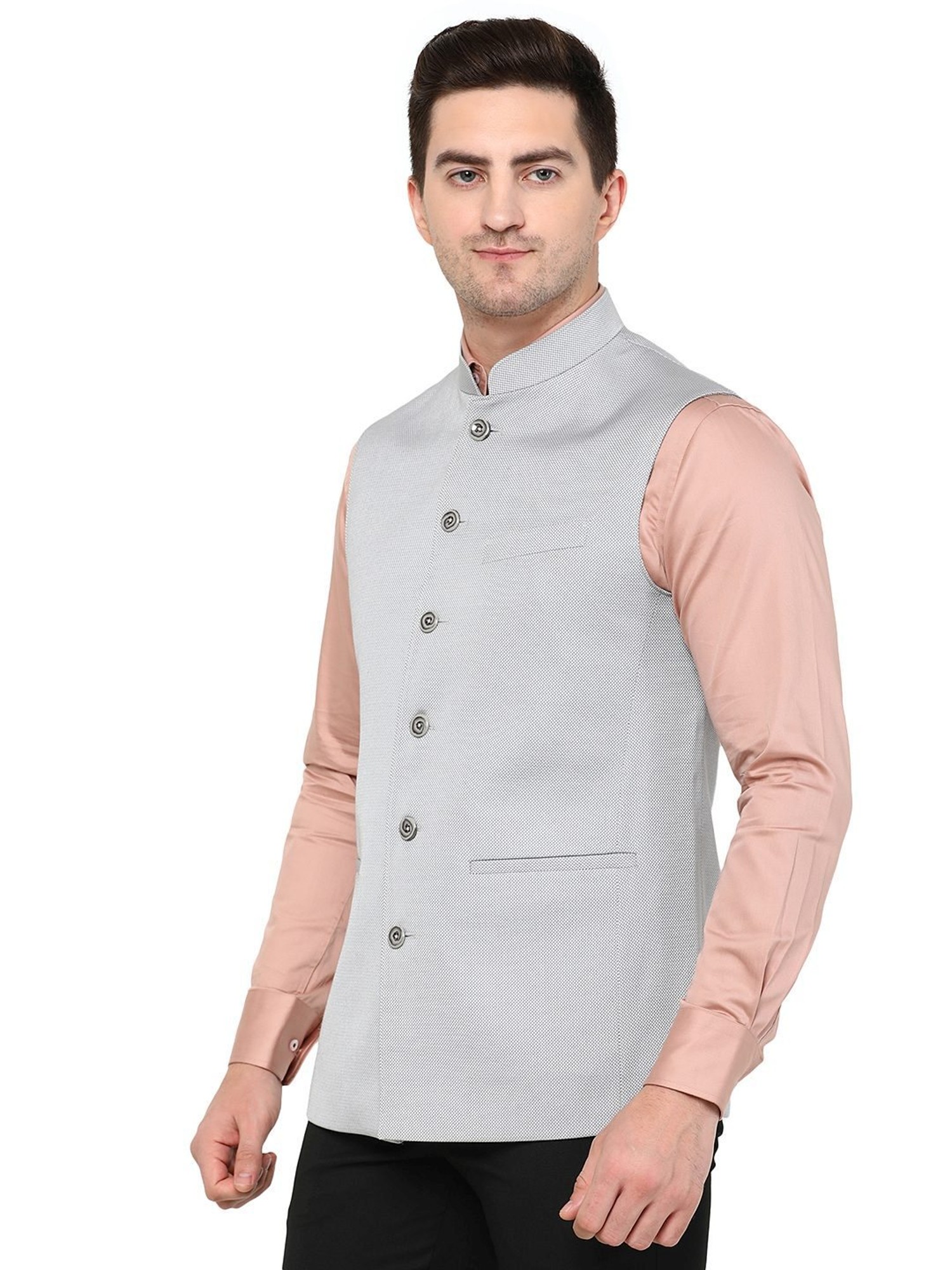 White and Red Kalamkari Cotton Nehru Jacket – TJORI