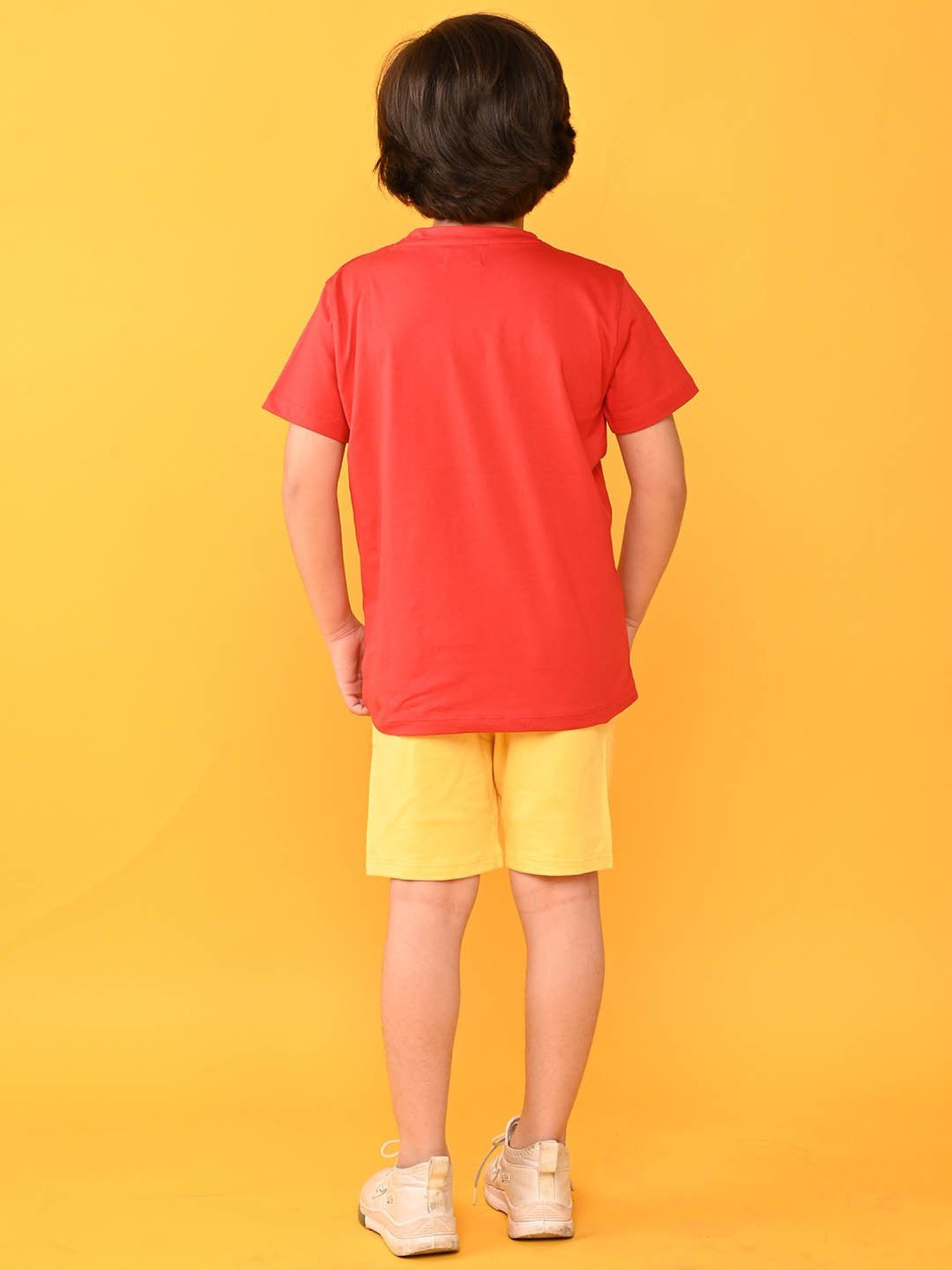 Anthrilo - Yellow Goal Print T-shirt And Shorts Set For Boys