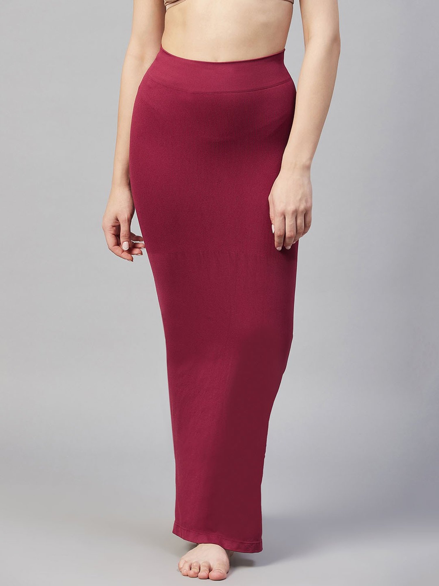 Buy Red Rose Cotton Infused Medium Control Flared Saree Shapewear - Wine at  Rs.627 online