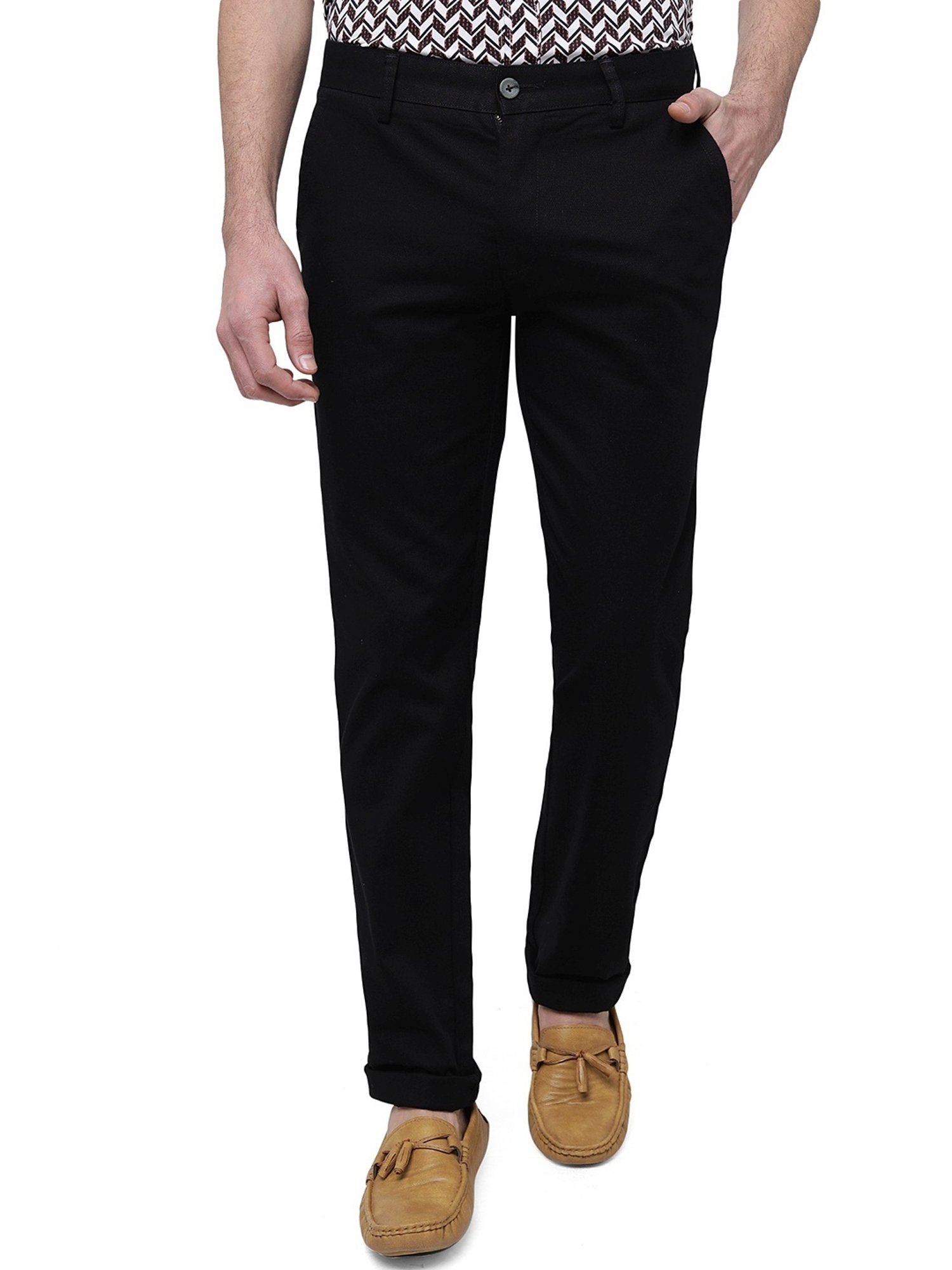 Buy Greenfibre Black Cotton Slim Fit Trousers for Mens Online  Tata CLiQ