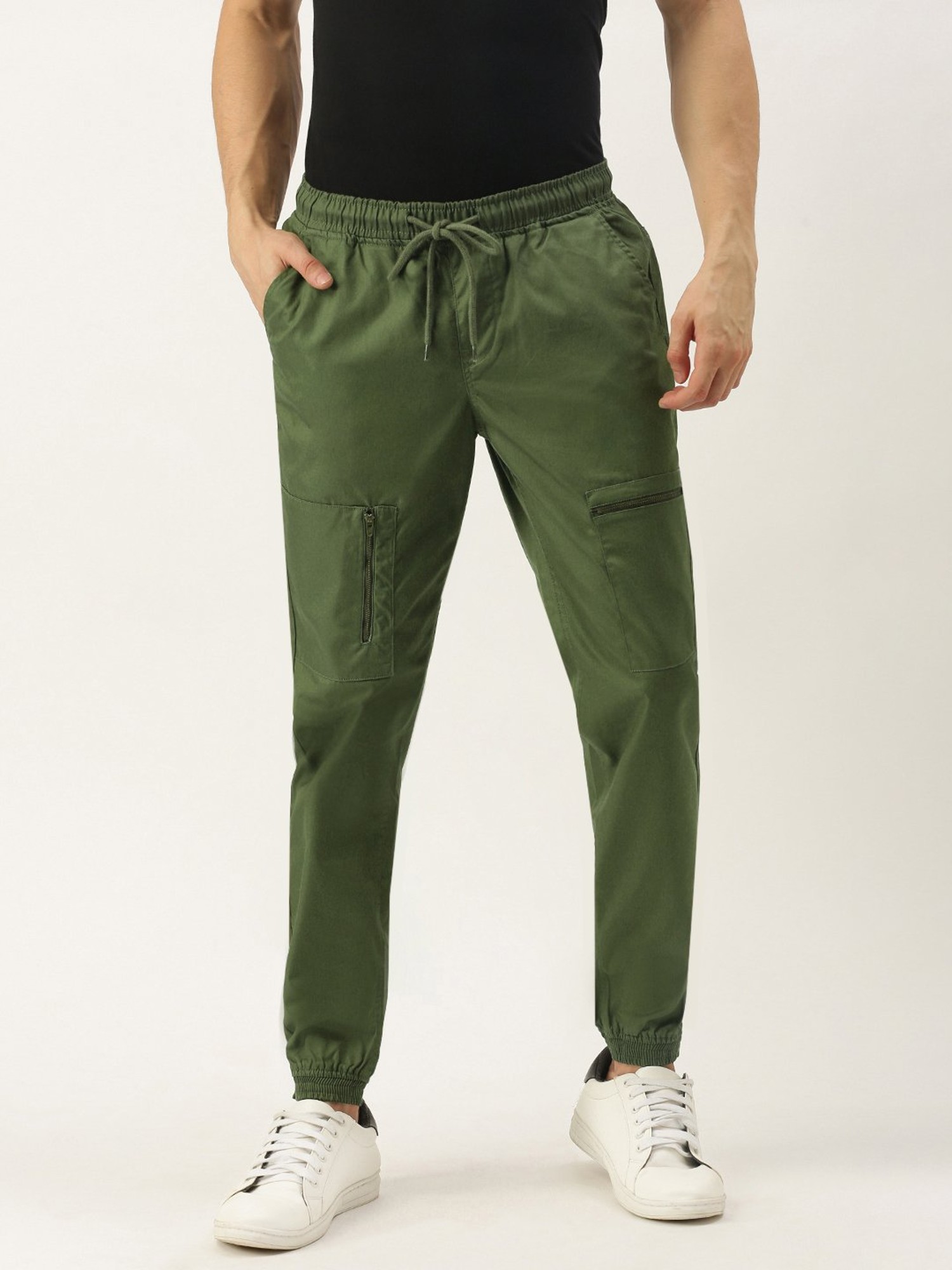 Buy IVOC Green Regular Fit Cotton Jogger Pants for Men's Online