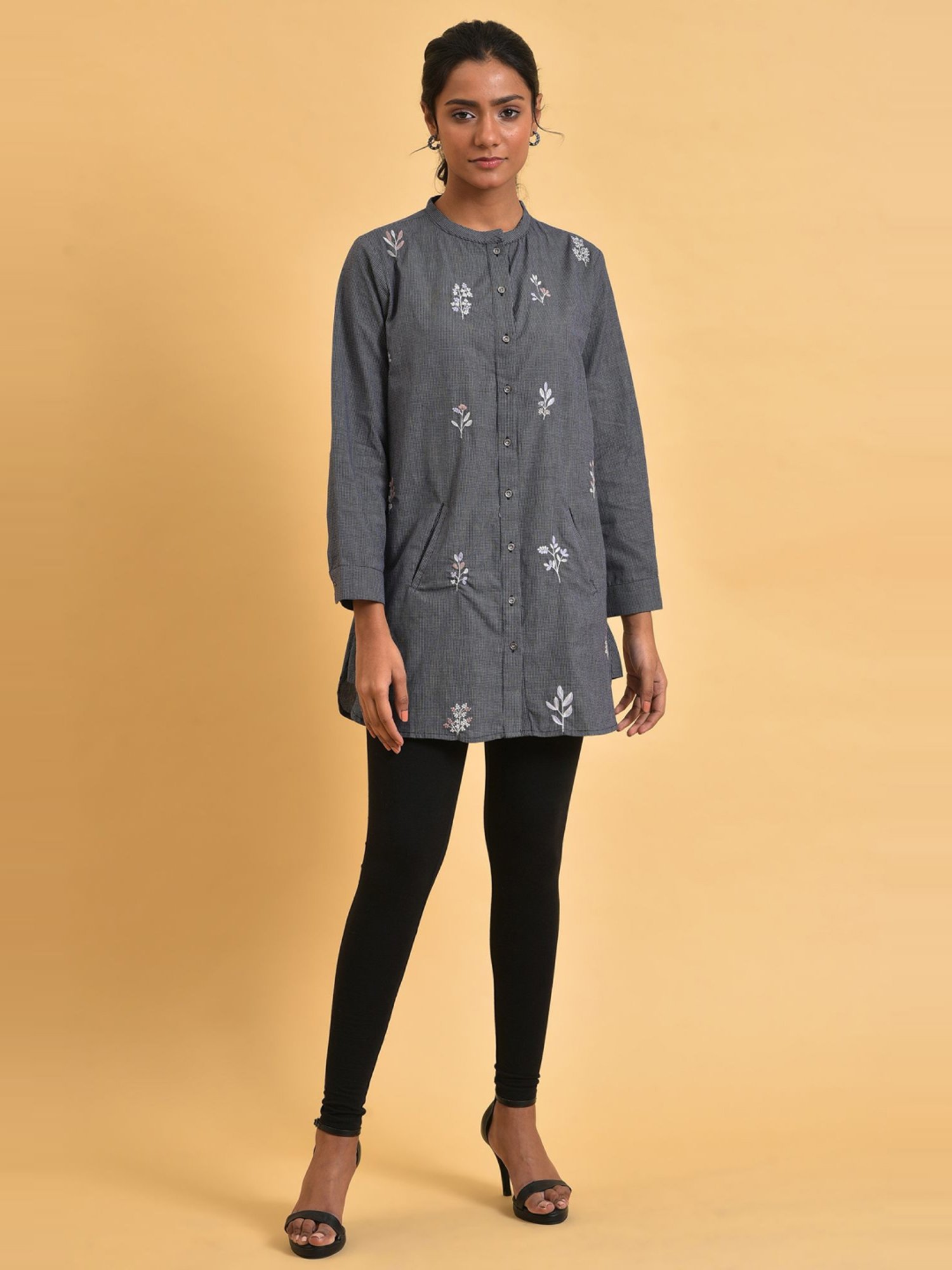 Buy W Grey Cotton Embroidered Tunic for Women Online @ Tata CLiQ