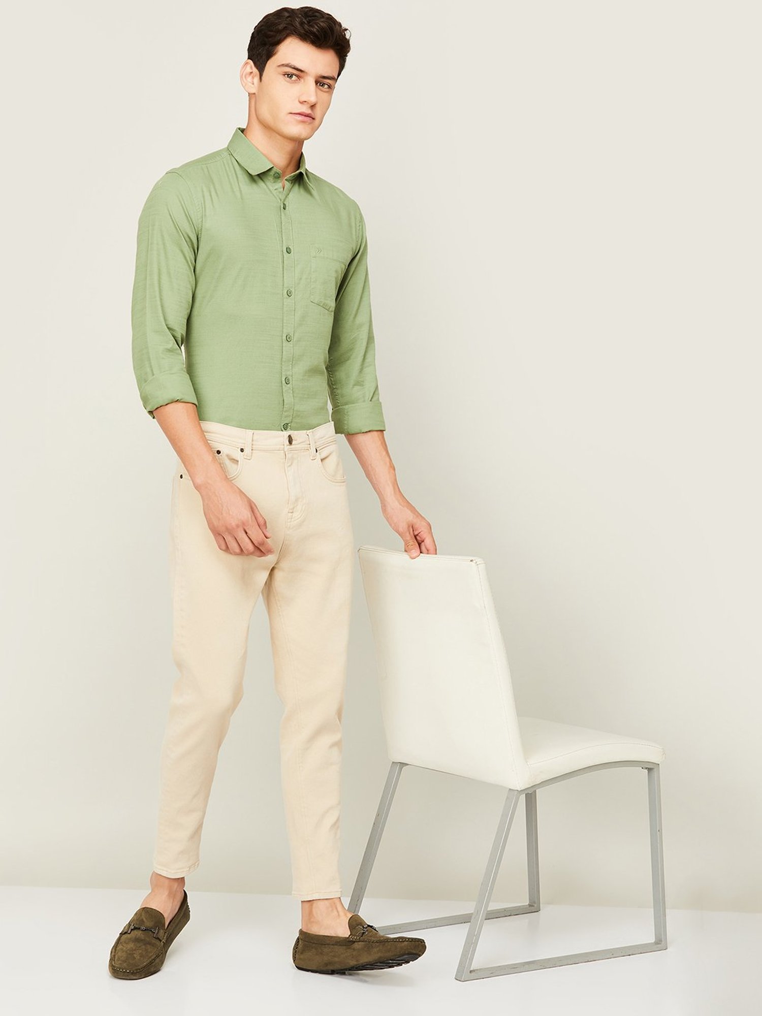 Code by Lifestyle Green Regular Fit Shirt