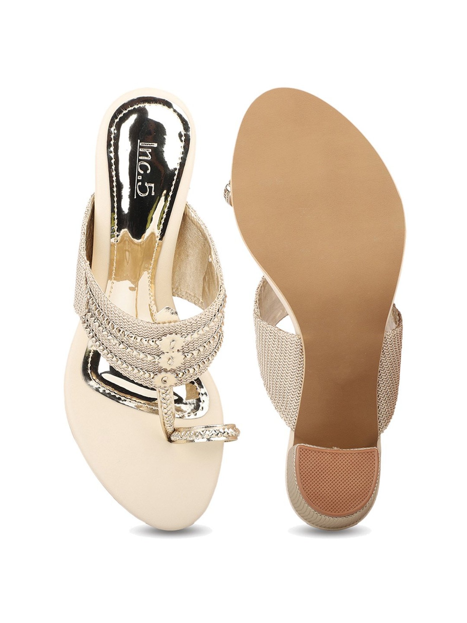 Buy Inc.5 Gold T-Strap Sandals Online at Best Prices in India - JioMart.