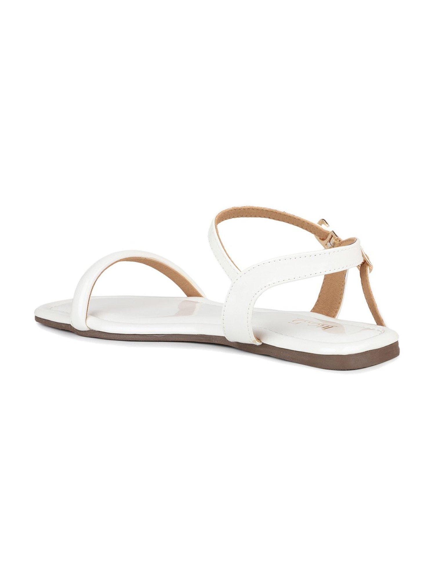 White Solid Sandals For Women