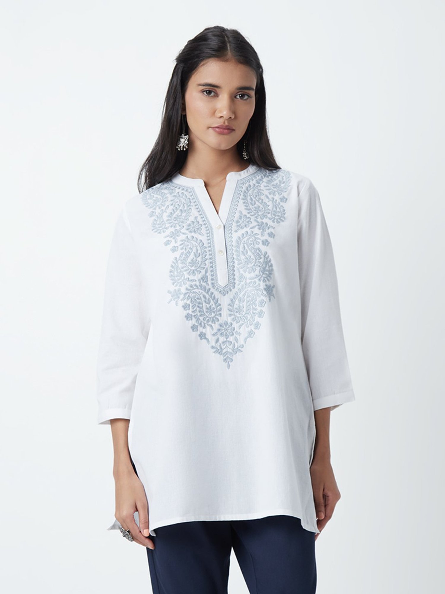 Buy Utsa by Westside White Embroidered Kurti for Online @ Tata CLiQ